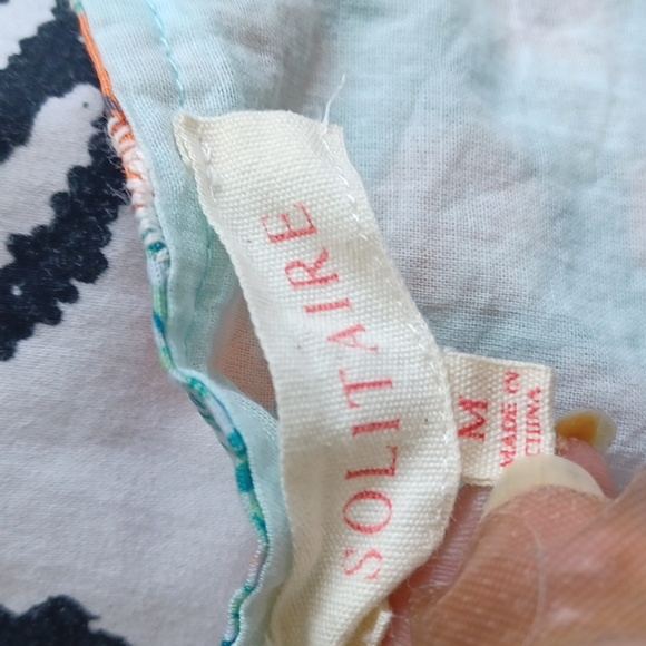 Solitaire Floral Boho Blouse M, Puff Sleeve, Elastic Waist, Embrodered, Eyelet - Picture 6 of 8